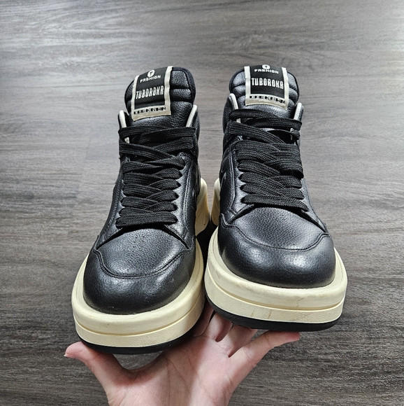 Converse Rick Owens x DRKSHDW TURBOPN Black  Leather High Trainers Mens Size 8.5 - Picture 6 of 11